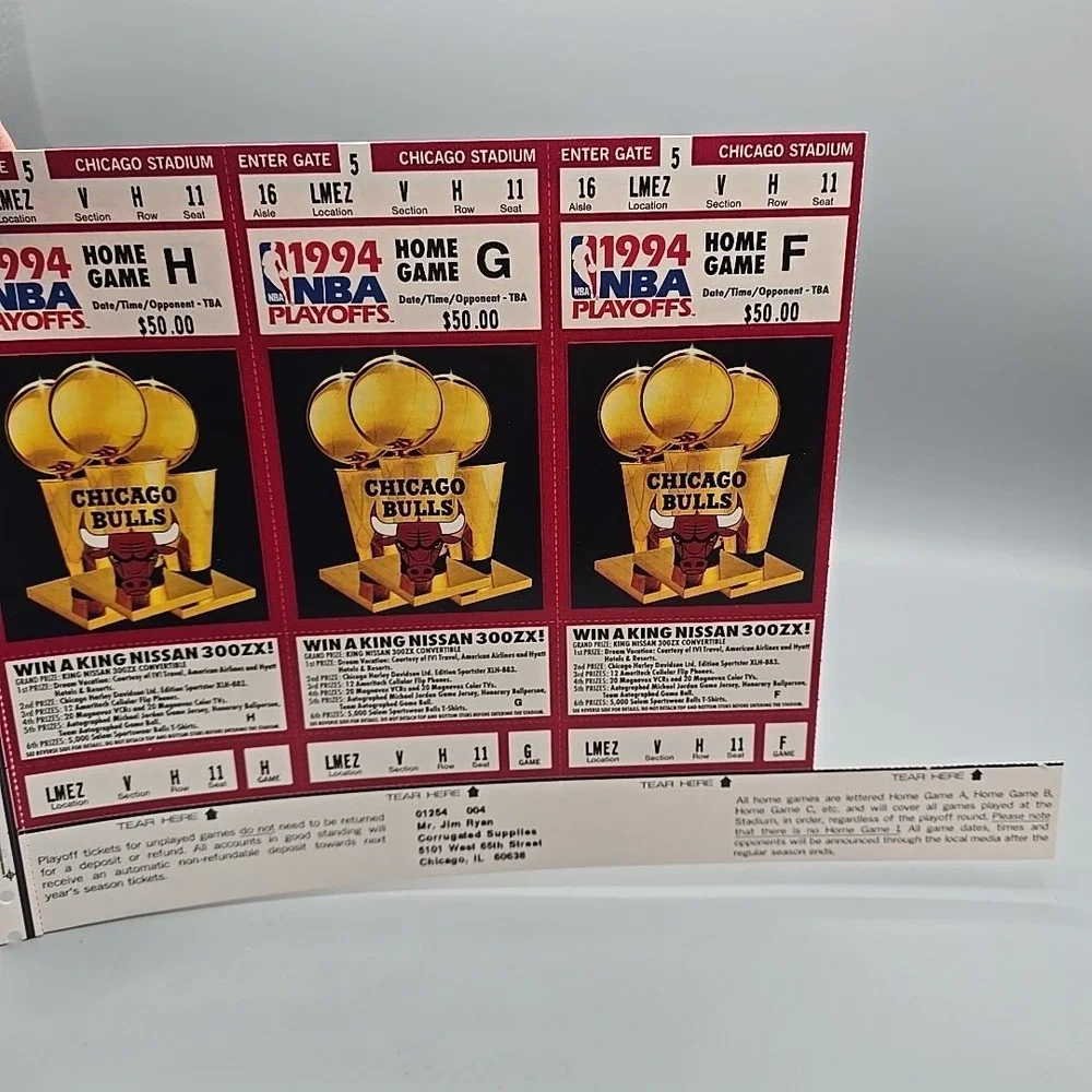 1994 Chicago‎ Bulls Ticket Book 10 Playoff Ticket NBA RARE Jordan 90s Pippen